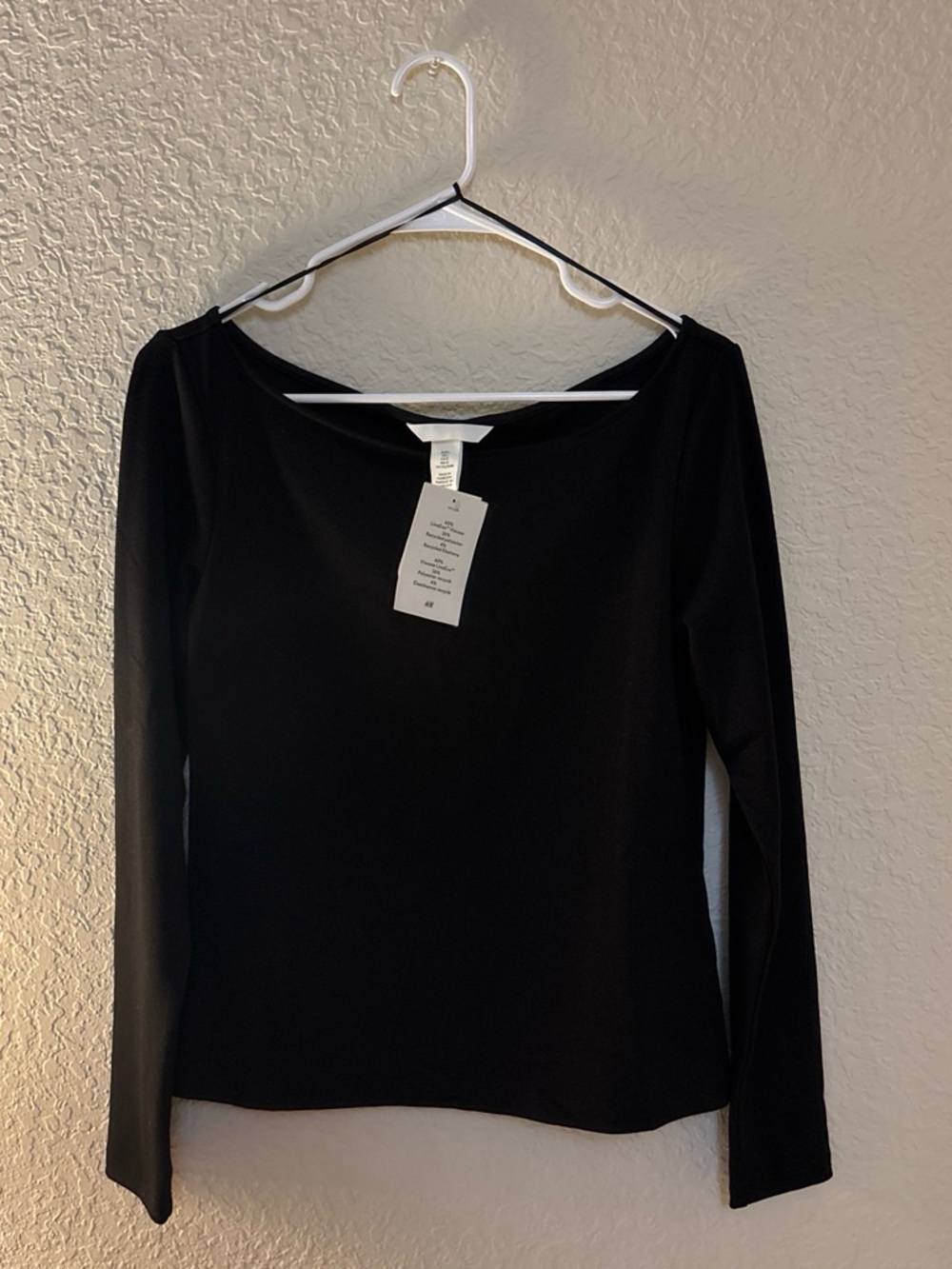 H&M Black Long-Sleeve Boatneck Top